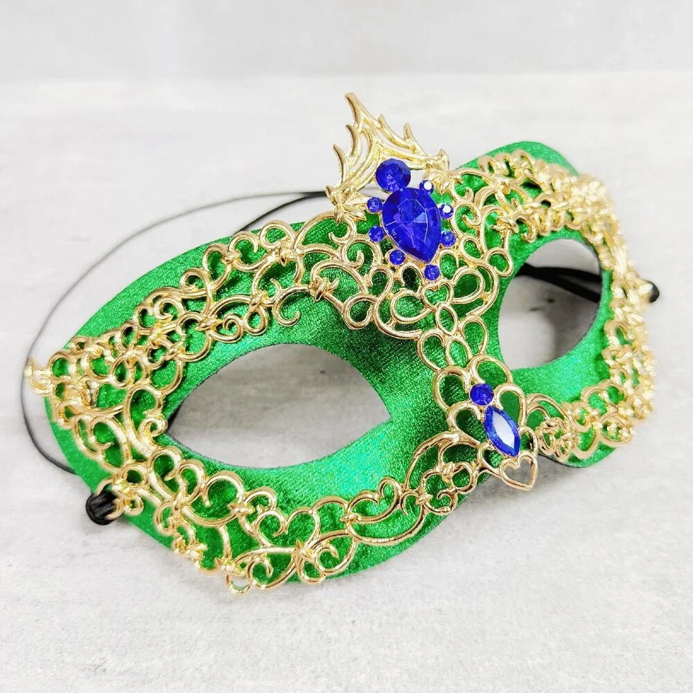 Green masquerade mask, cosplay mask, Halloween mask, Venetian mask, Prom mask